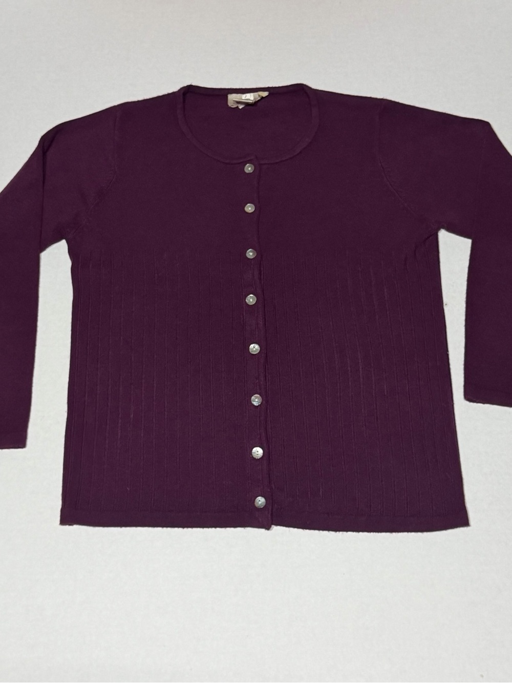 Women's Scoop-Neck Button Cardigan Sweater - Deep Plum